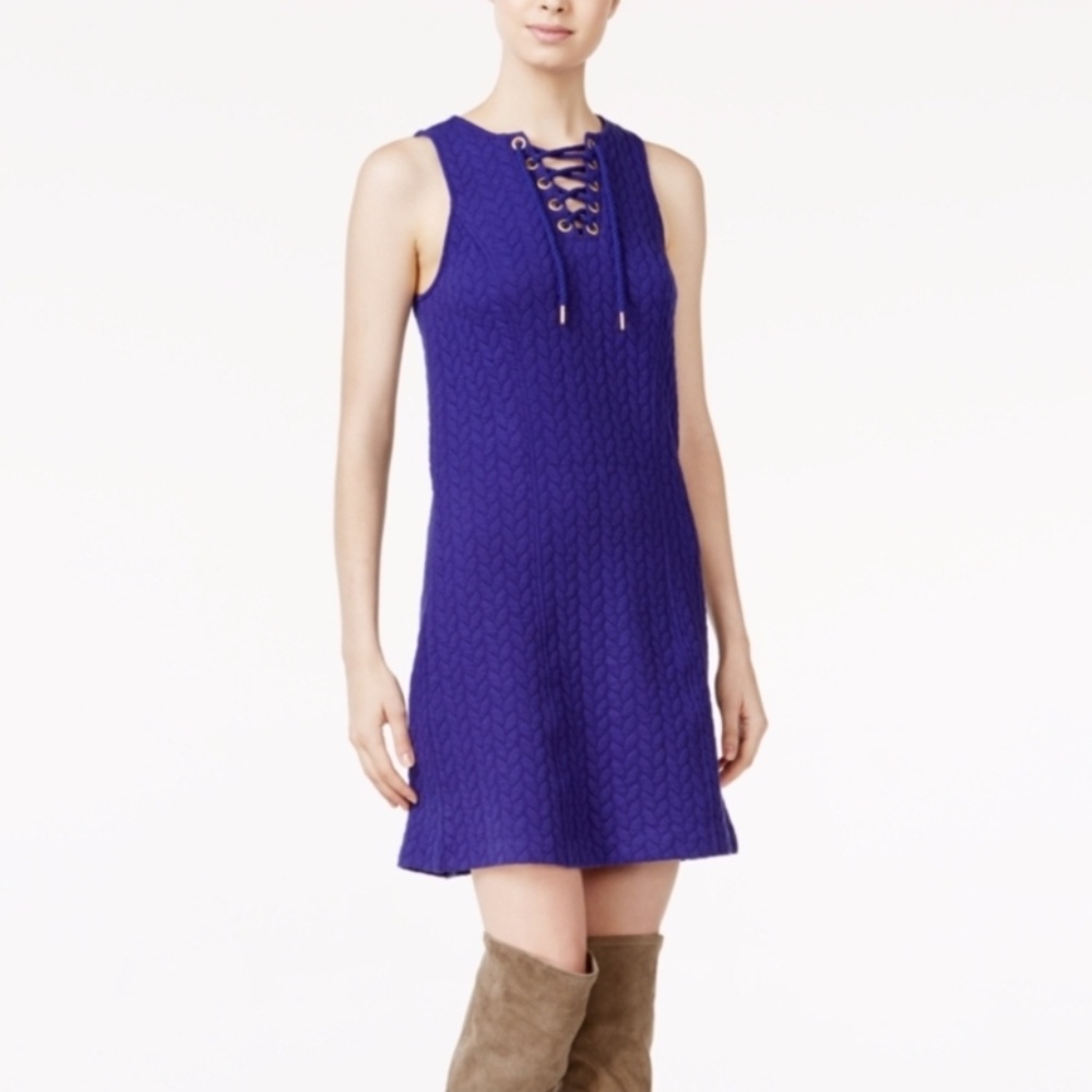 Kensie Quilted Braids Dress Purple
