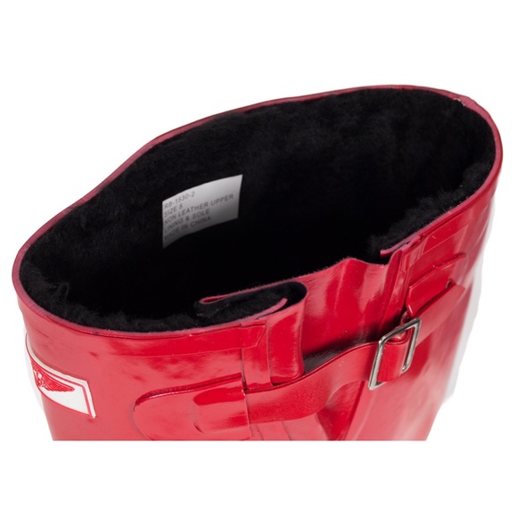 Women's Rubber Rain Boots, 14" with Faux Fur Lining, Red, NEW - Picture 3 of 3