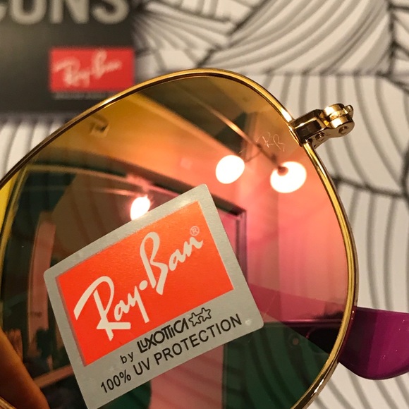 Pink & gold ray-ban aviator sunglasses size 58 - Picture 6 of 8