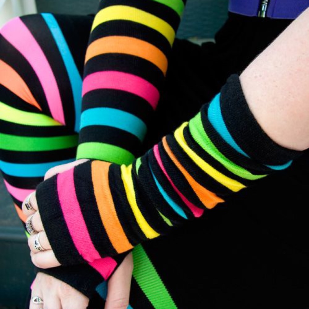 Cute Rainbow Gloves Thigh high Women Set