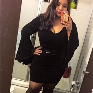 Black bell sleeve dress
