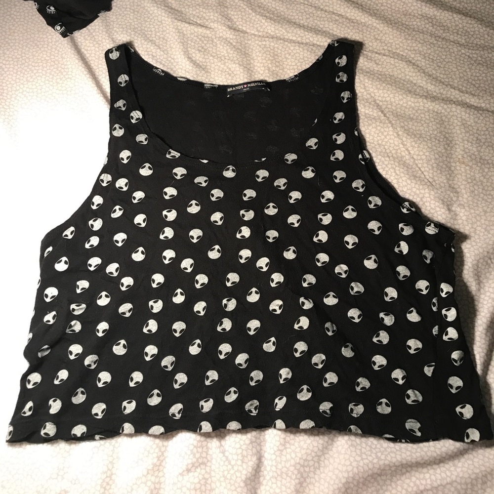 Brandy Melville Black Alien Tank Top