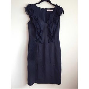🎉HP🎉 Rebecca Taylor Navy Ruffle Sheath Dress Sz2