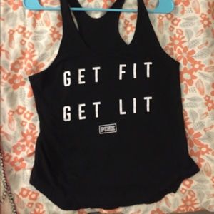 Get fit get lit pink tank top
