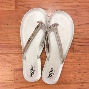 Embellished Silver Mossimo flip flops