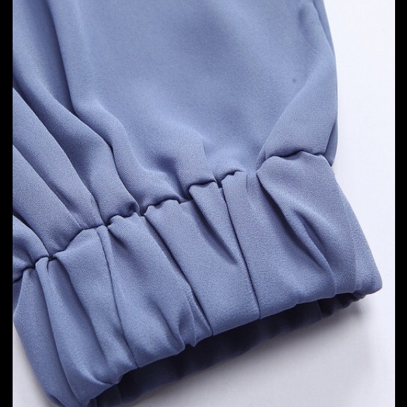 💼⬇️Red Chiffon roll sleeve drawstring  jumpsuit - Picture 6 of 6