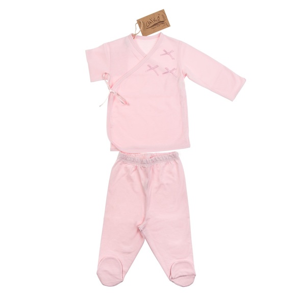 Organic cotton newborn baby girls take me home set - Picture 2 of 4