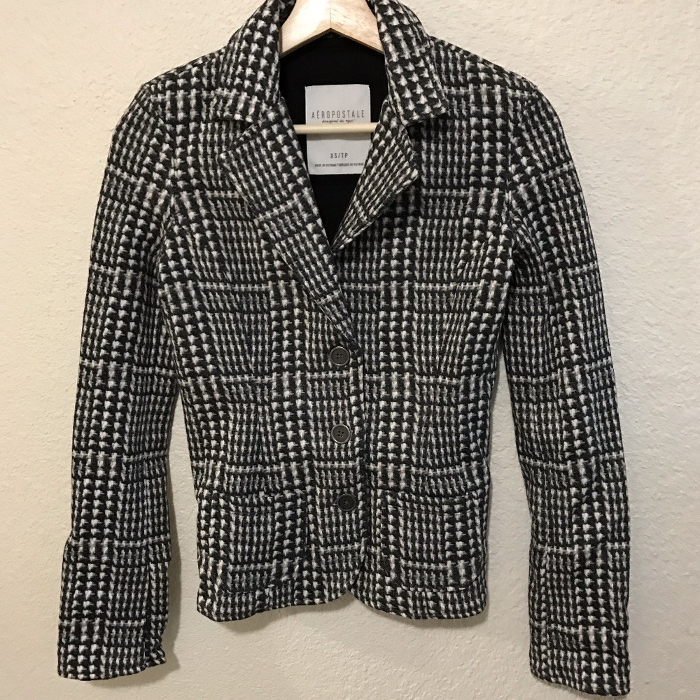 Women's Black and White Blazer XS