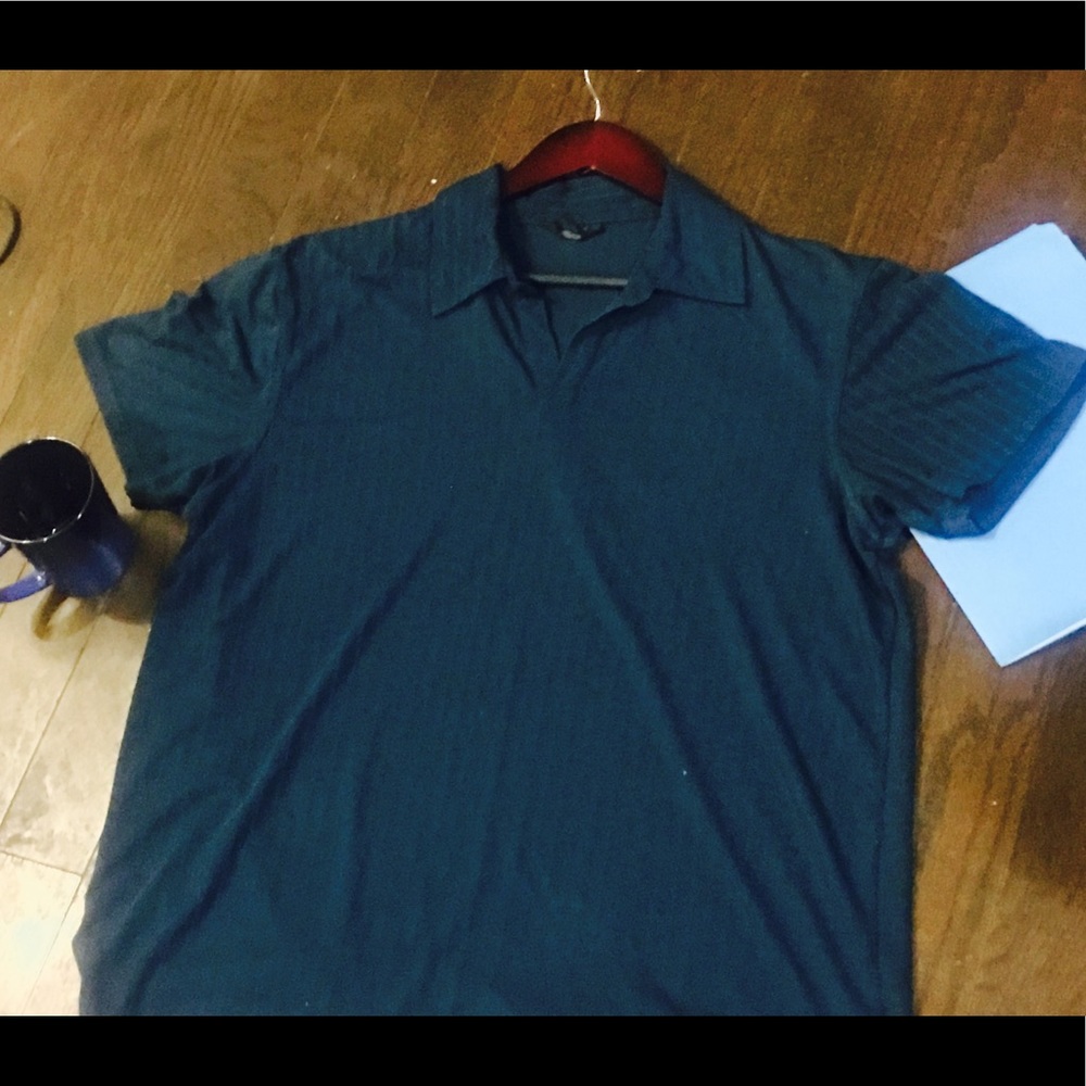 EXPRESS MEN Blue Ribbed Polo Shirt