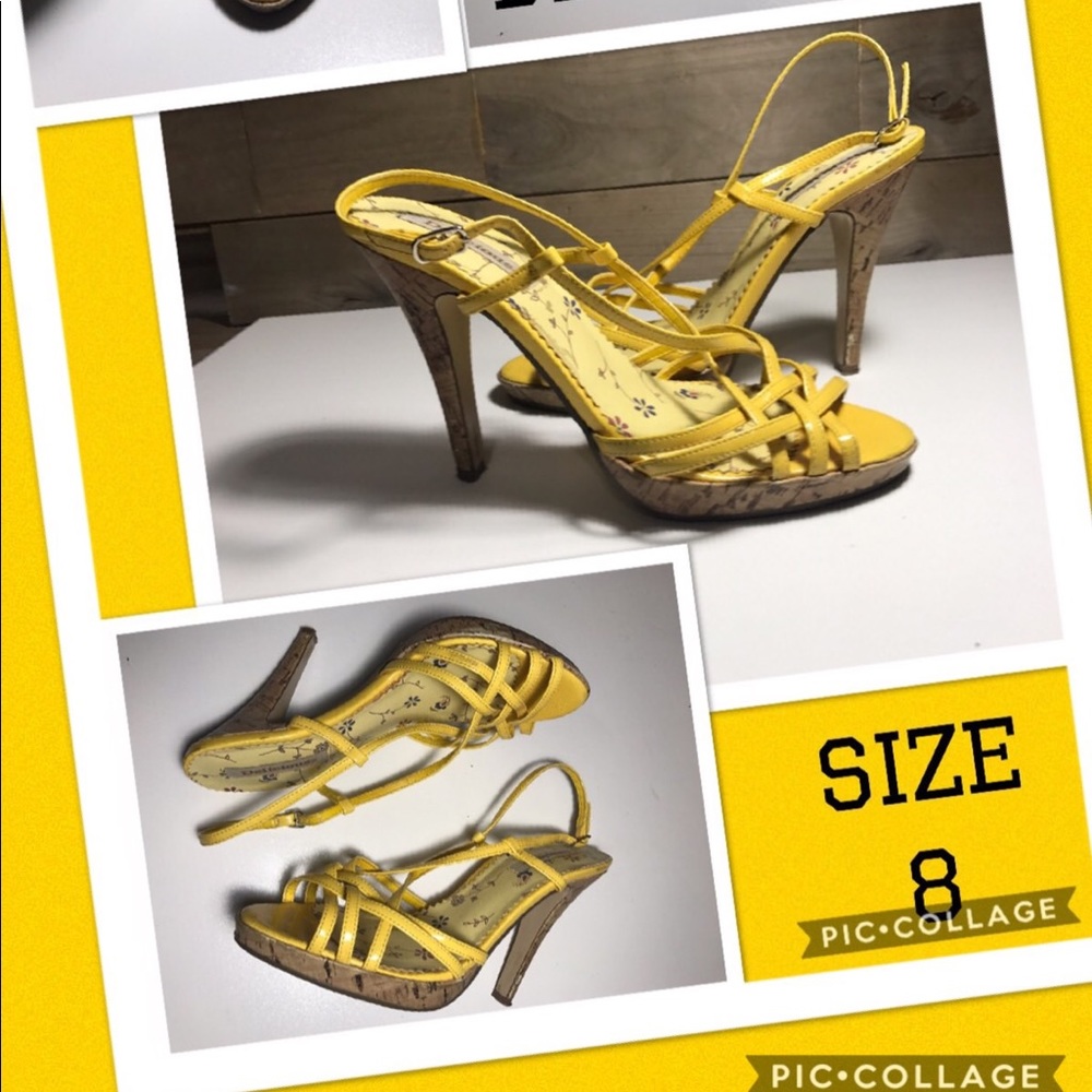 Yellow Delicious open toe high heels w/ strap sz 8