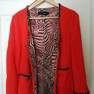 zara red zebra cardigan