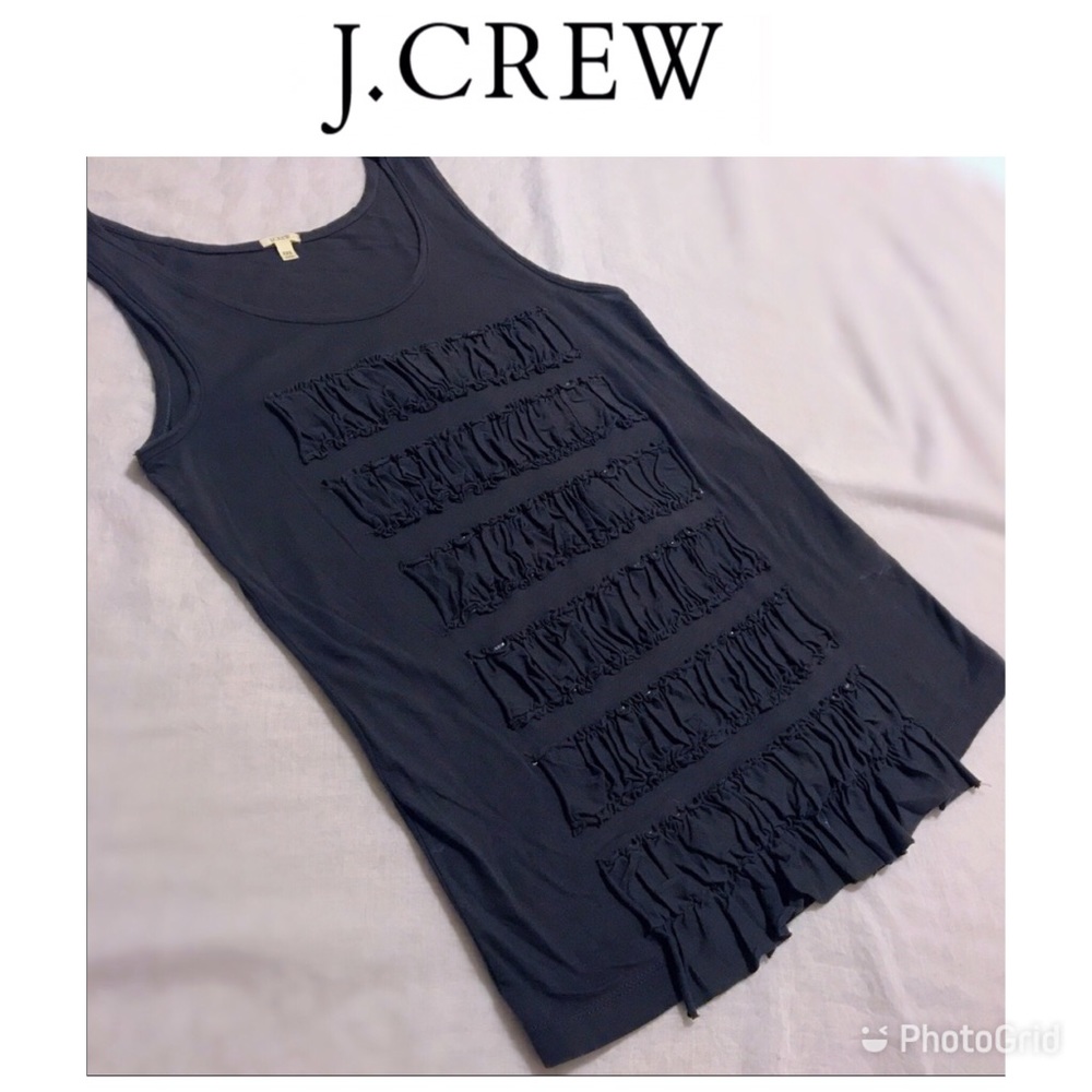 [J. Crew] Cotton Ruffle Top in Charcoal