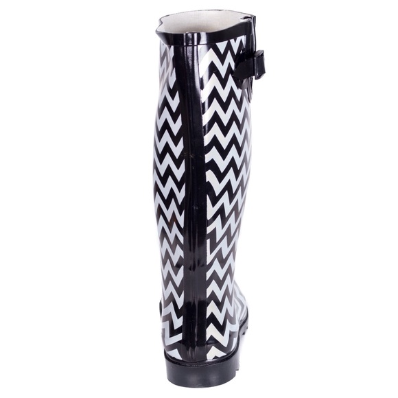 Women's Rubber Rain Boots Wellies, Black Line ZigZag - Picture 2 of 3