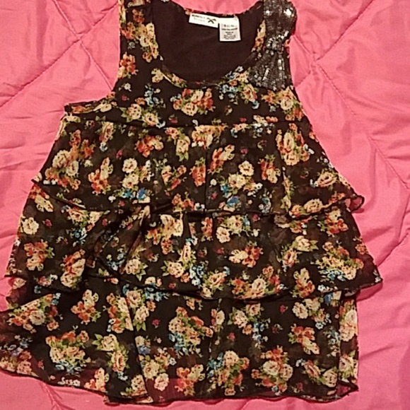 Girls Flower Shirt with Bow - Picture 1 of 4