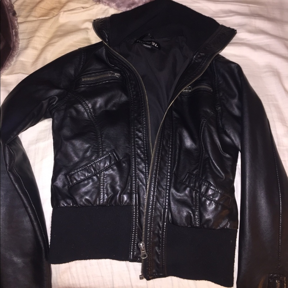 Black forever faux leather jacket