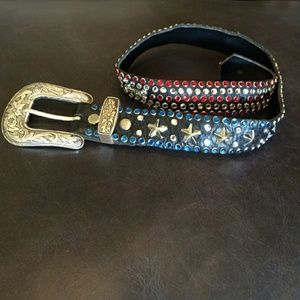 Red white blue kippys swarovsky rhinestone belt
