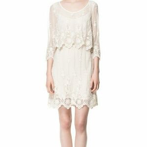 Zara white lace layered dress