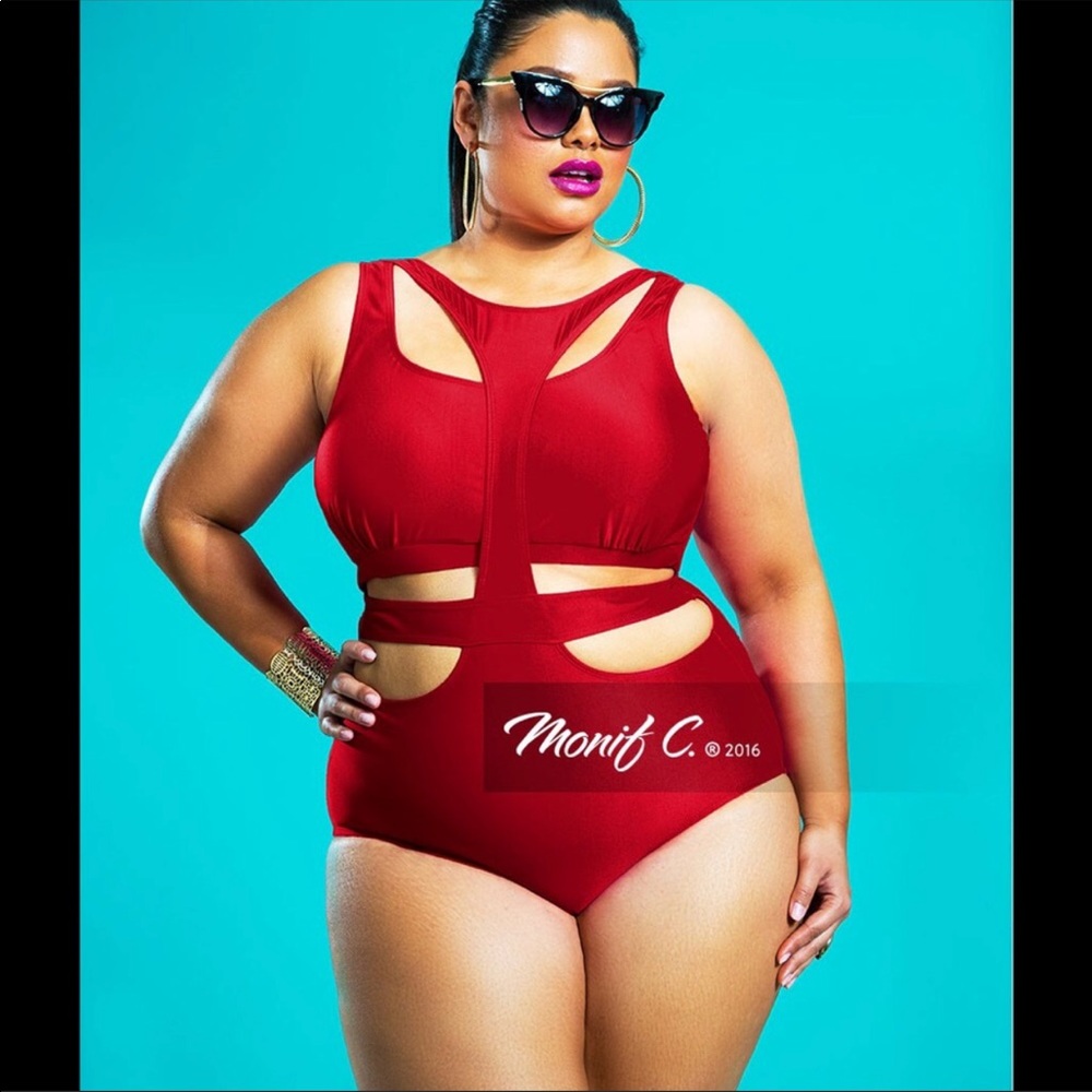 Red Cut Out Swim Suit