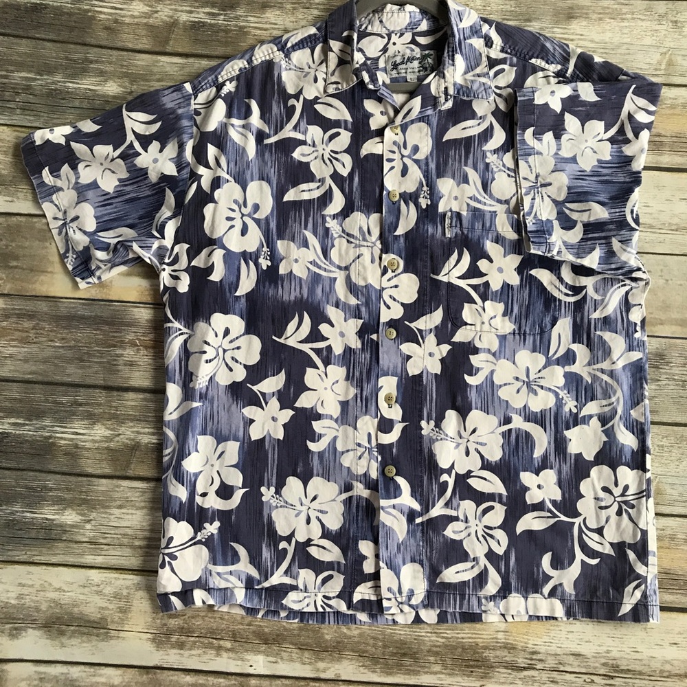 Local Motion Blue Hawaiian Aloha Flower Shirt