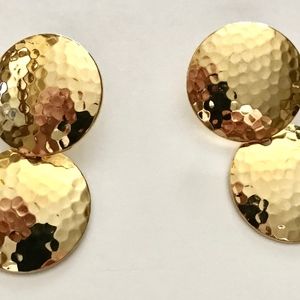 Vintage Hammered Double Disc Earrings