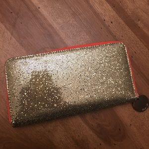 Gold sparkle and pink wallet