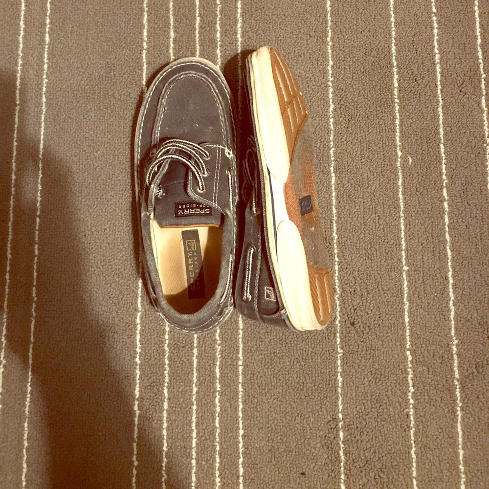 Blue sperry slip ons