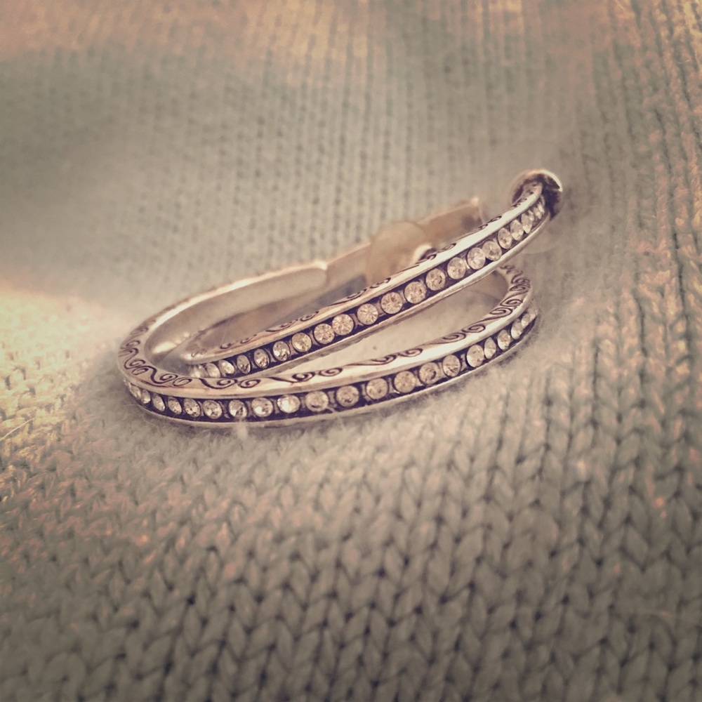 Brighton silver w/rhinestones hoop earrings