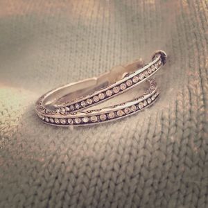 Brighton silver w/rhinestones hoop earrings