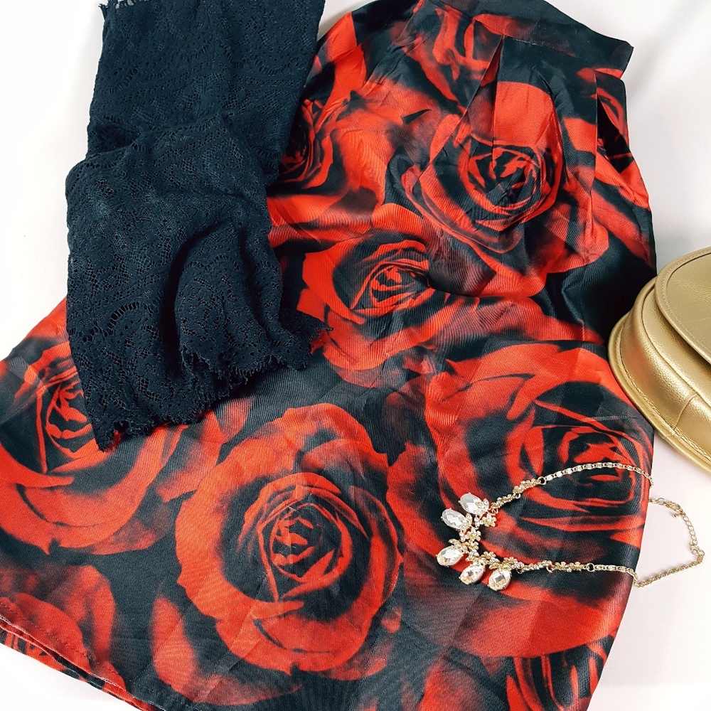 ❤️ Beulah Rose Printed Full Skirt Size L N23