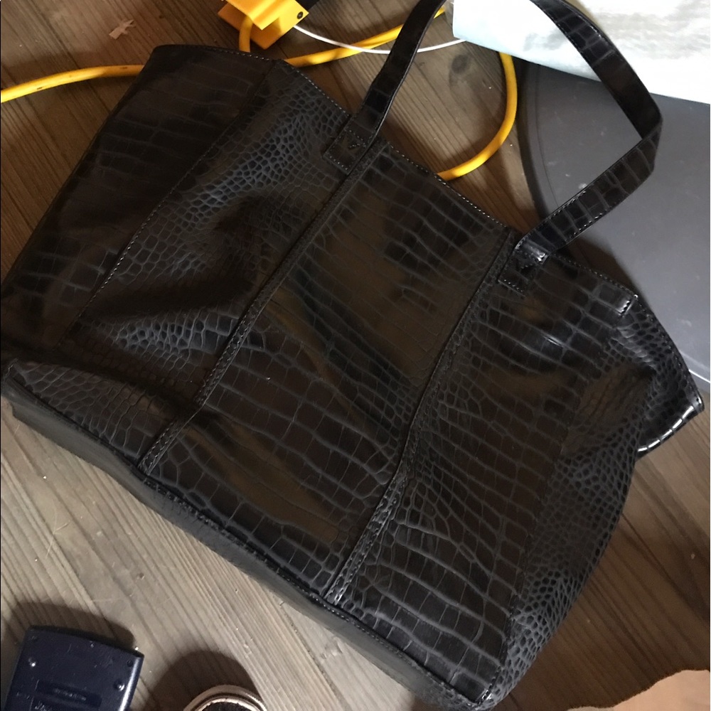tote bag black leather