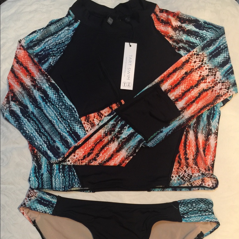 NWT TART Cara Long Sleeved Bikini Swim Suit Size M
