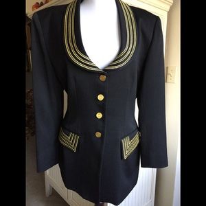 Black wool Lavantino designer jacket blazer Sz 8.