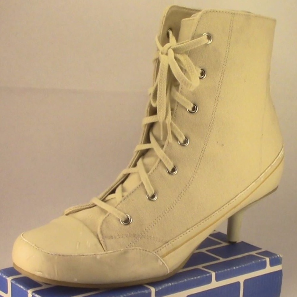 Rampage Kitten Heels Canvas Lace Womens 10 Hightop