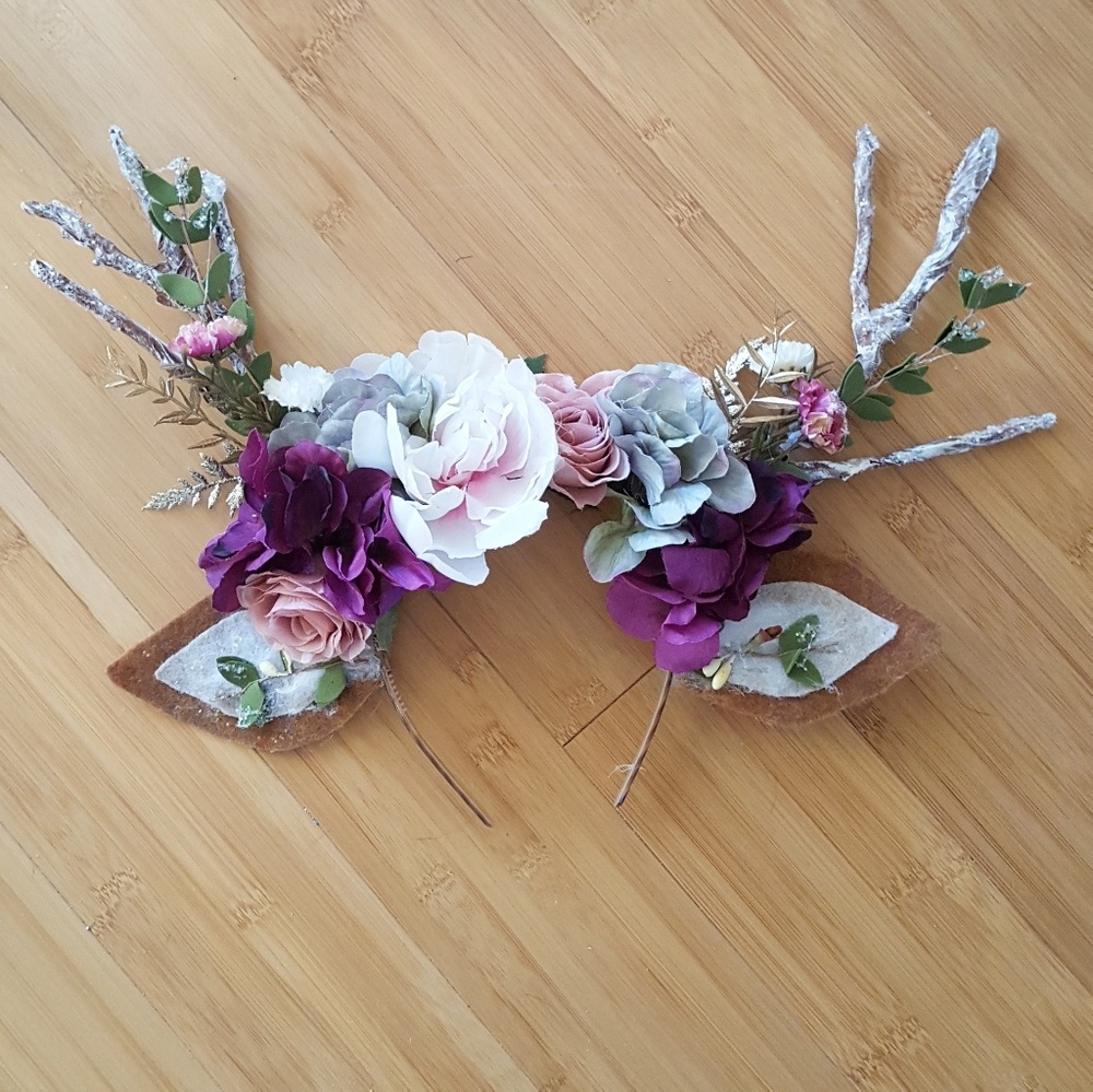 Floral deer antler headband halloween costume,