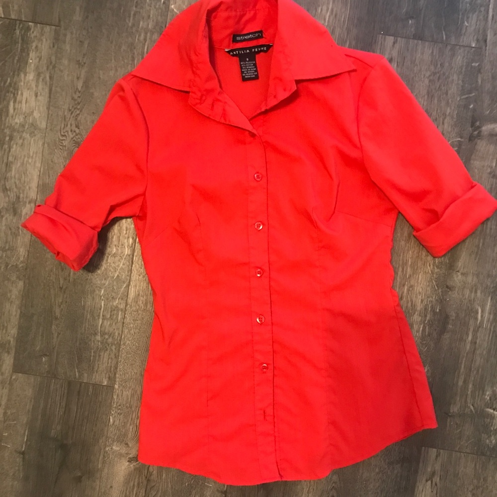 Red button down - Picture 2 of 2