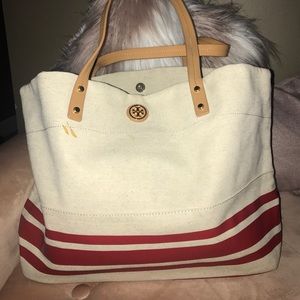 Tory Burch canvas beach bag