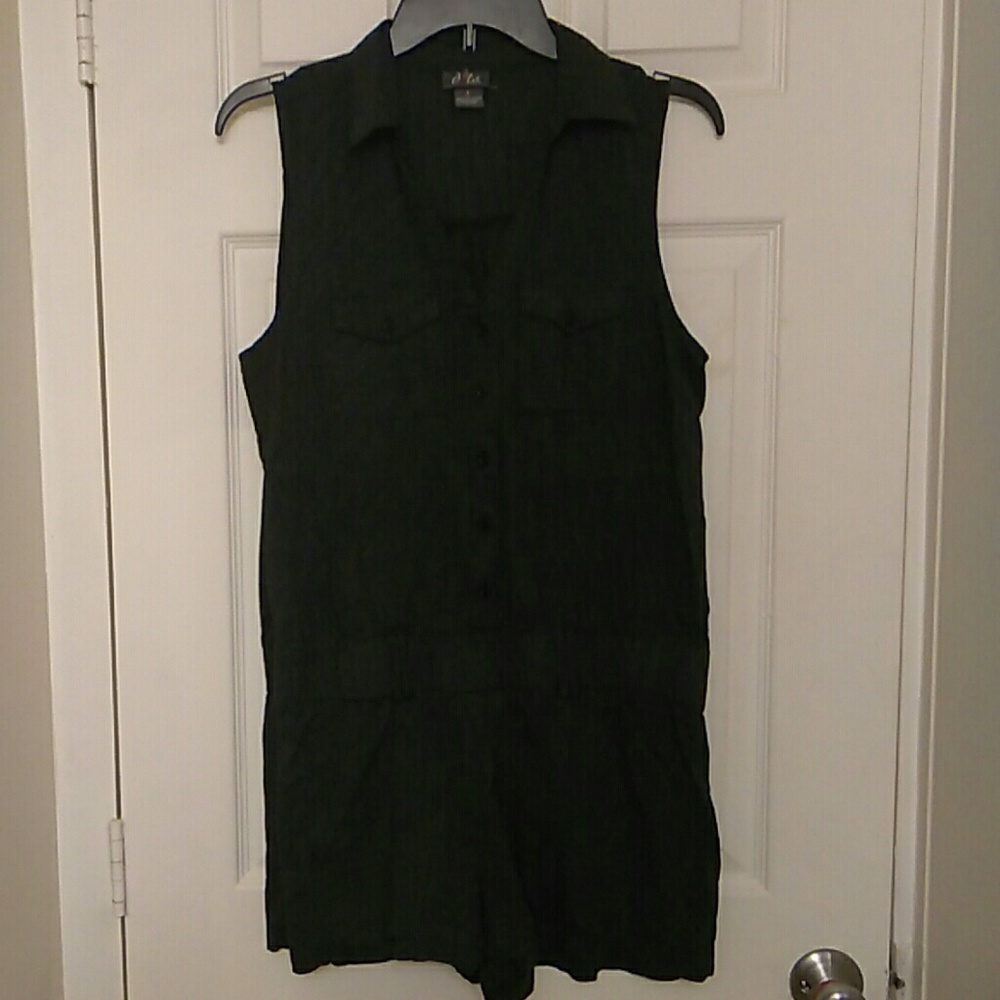 One piece pin stripped shorts romper