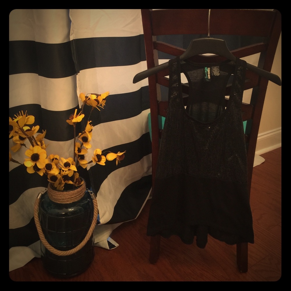 Black/Sequin  and Coral/Sequin Tank Tops