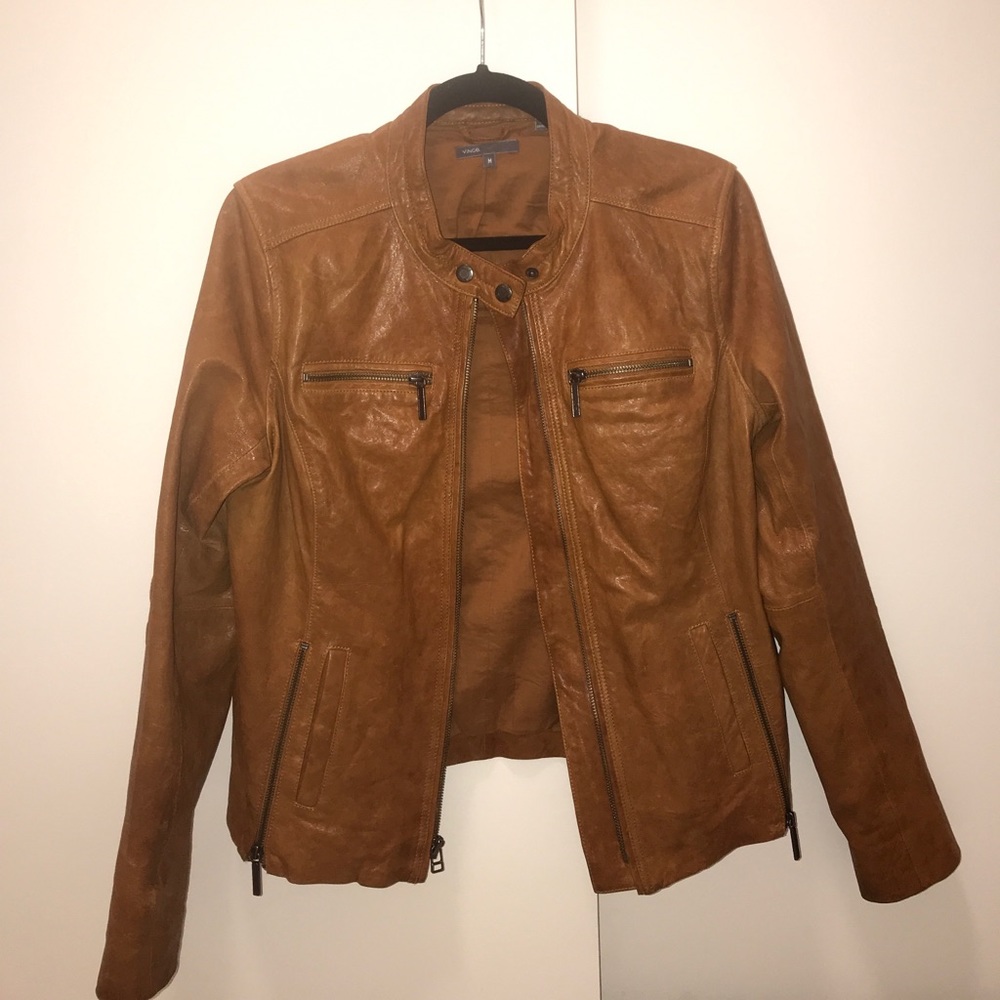 Vince Motocross Brown Leather Jacket