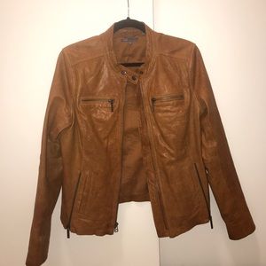 Vince Motocross Brown Leather Jacket