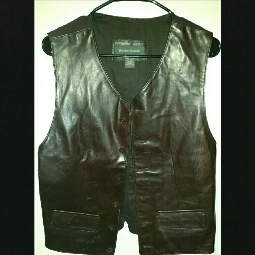 Vintage Banana Republic Leather Vest- Brown