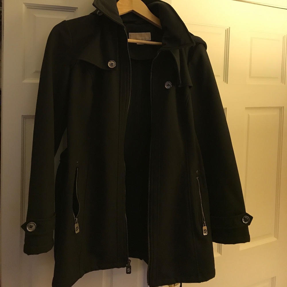 MICHAEL KORS black water repellent coat w/ hood