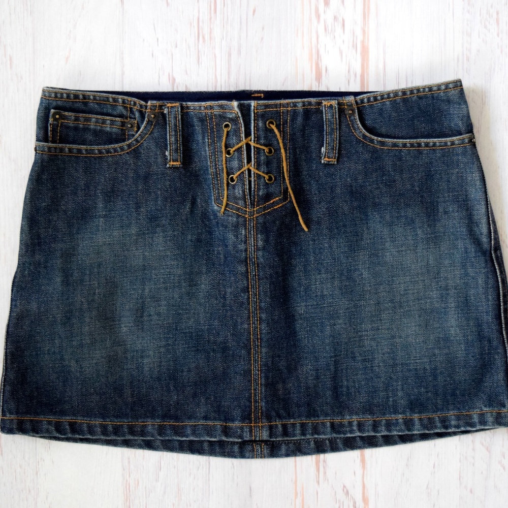 Abercrombie & Fitch Denim Mini Skirt with ties