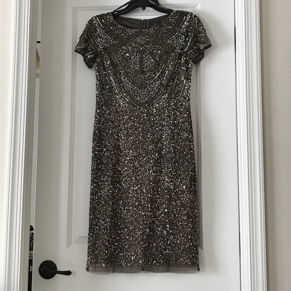 short sleeve sequin cocktail dress