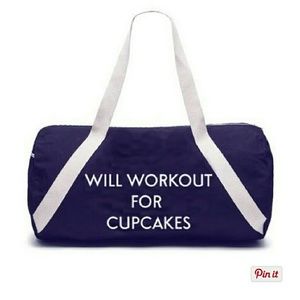 Denim Gym Bag - Will Workout For Cupcakes