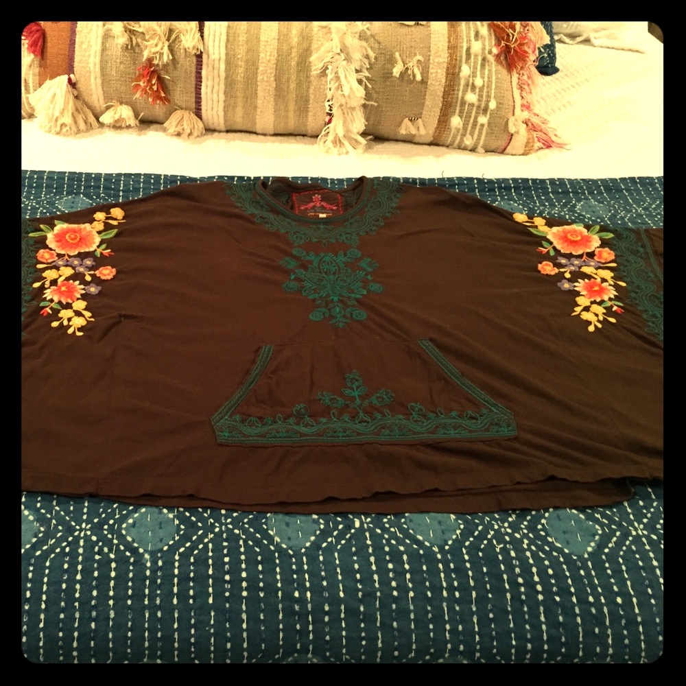 Johnny was embroidered poncho