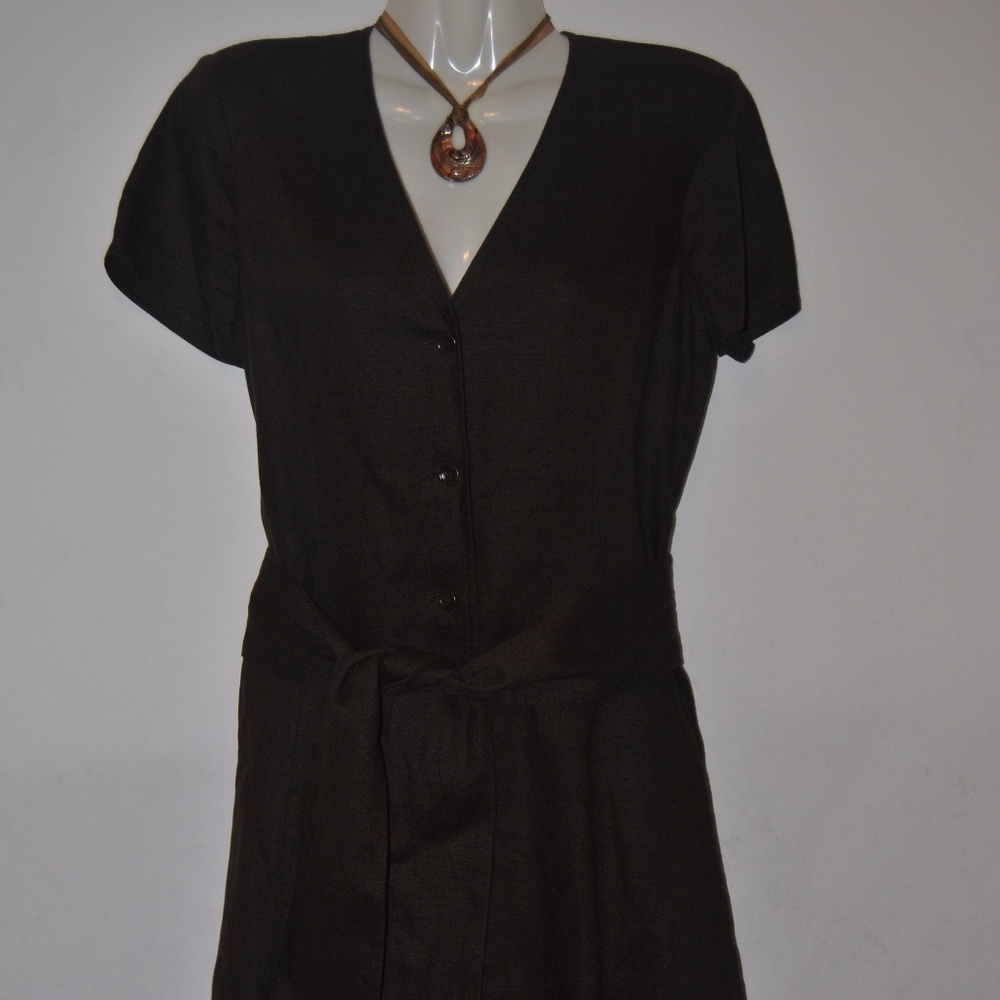 Talbots  brown button down dress with belt