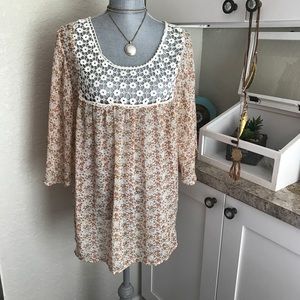 Boho floral sheer top
