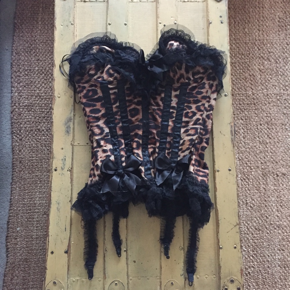 TRASHY LINGERIE LA BRAND BODYCON LEOPARD PRINT BUSTIER CORSET PUSH UP BRA 32C - Picture 2 of 15
