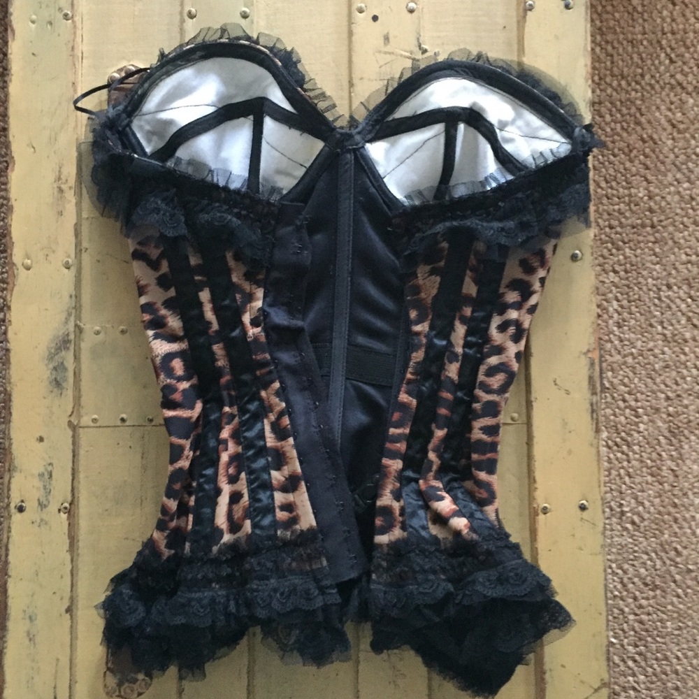 TRASHY LINGERIE LA BRAND BODYCON LEOPARD PRINT BUSTIER CORSET PUSH UP BRA 32C - Picture 5 of 15